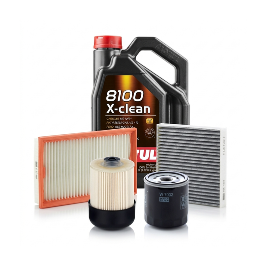 Kit revizie ulei Motul 8100 X-CLEAN 5W-40 + filtre Dacia Duster HS 1.5 dCi 4x4 90 CP – MANN
