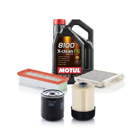 Kit revizie ulei Motul 8100 X-CLEAN FE 5W-30 + filtre Dacia Duster HS 1.5 dCi 4x4 90 CP – MANN