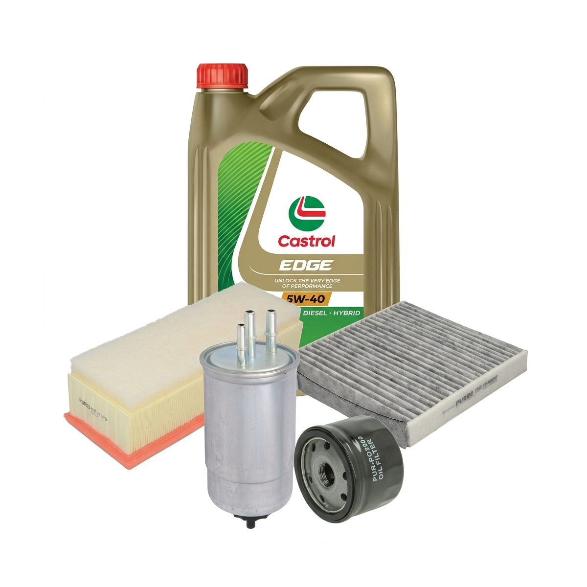 Kit revizie ulei Castrol EDGE 5W-40 + filtre Dacia Duster HS 1.5 dCi 4x4 90 CP – PURRO