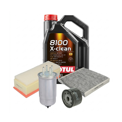 Kit revizie ulei Motul 8100 X-CLEAN 5W-40 + filtre Dacia Duster HS 1.5 dCi 4x4 90 CP – PURRO