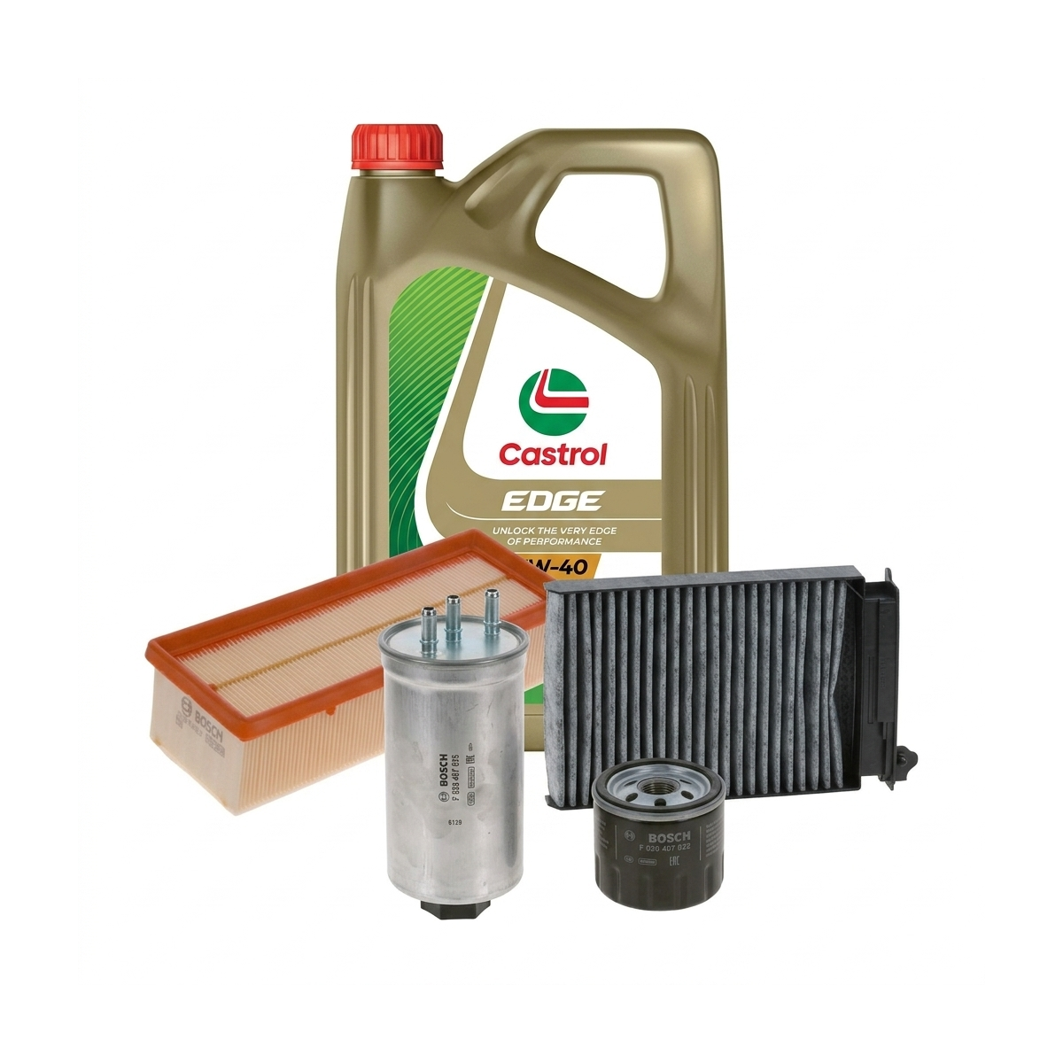 Kit revizie ulei Castrol EDGE 5W-40 + filtre Dacia Duster HS 1.5 dCi 4x4 110 CP – Bosch