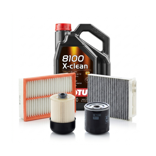 Kit revizie ulei Motul 8100 X-CLEAN 5W-40 + filtre Dacia Duster HS 1.5 dCi 4x4 110 CP – MANN
