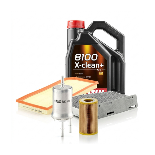 Kit revizie ulei Motul 8100 X-CLEAN+ 5W-30 + filtre VW Golf 6 2.0 R 4motion 256 CP – MANN