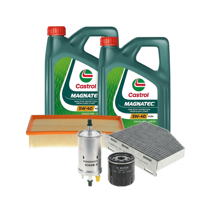 Kit revizie ulei Castrol MAGNATEC 5W-40 A3/B4 + filtre VW Jetta 4 1.4 TSI 150 CP – Bosch