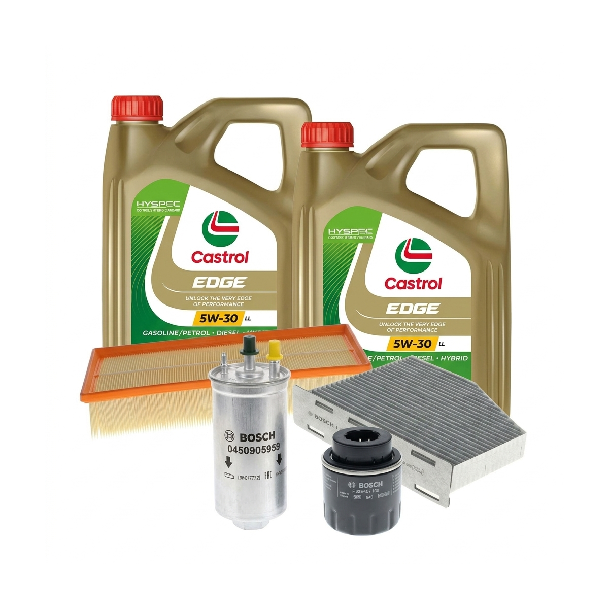 Kit revizie ulei Castrol EDGE 5W-30 LL + filtre VW Jetta 4 1.4 TSI 150 CP – Bosch