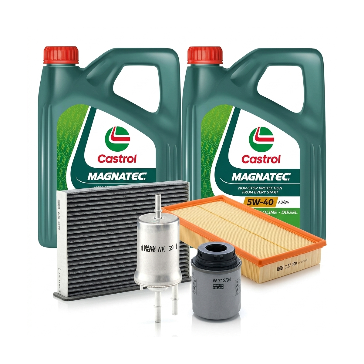 Kit revizie ulei Castrol MAGNATEC 5W-40 A3/B4 + filtre VW Jetta 4 1.4 TSI 150 CP – MANN