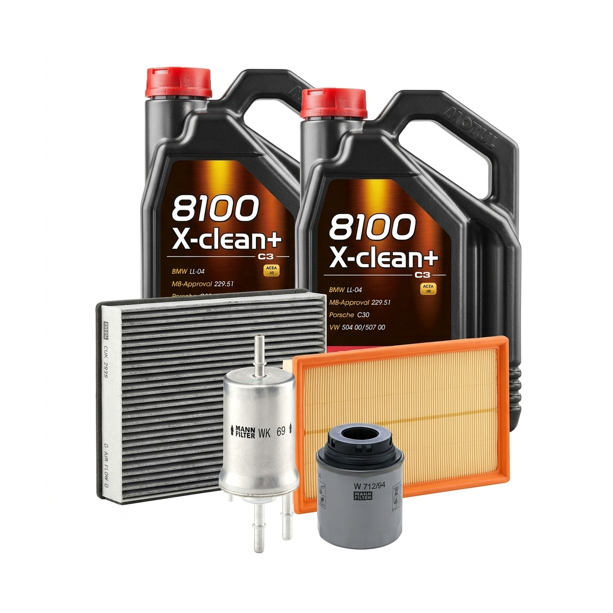 Kit revizie ulei Motul 8100 X-CLEAN+ 5W-30 + filtre VW Jetta 4 1.4 TSI 150 CP – MANN