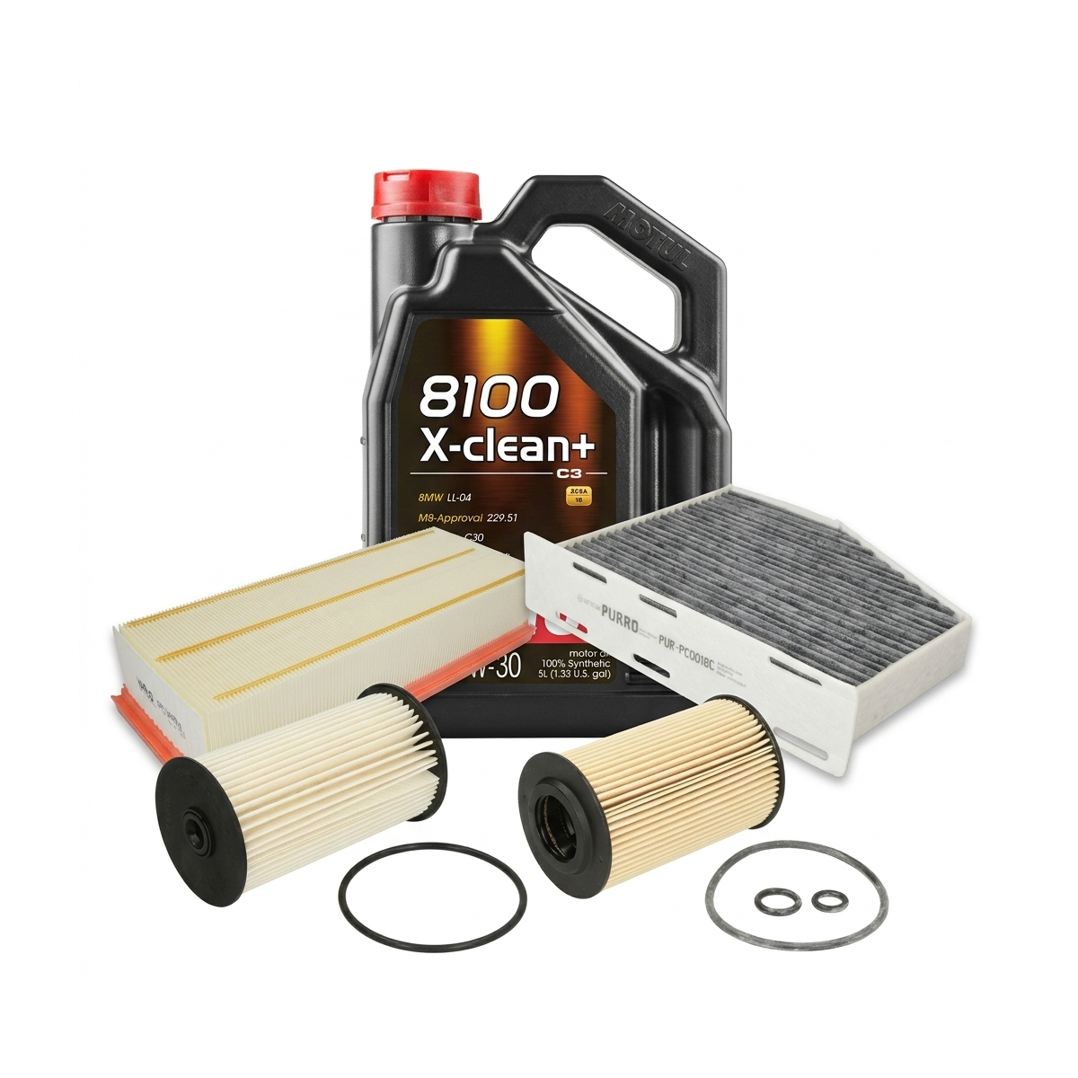 Kit revizie ulei Motul 8100 X-CLEAN+ 5W-30 + filtre VW Touran 1T3 1.6 TDI 105 CP – PURRO