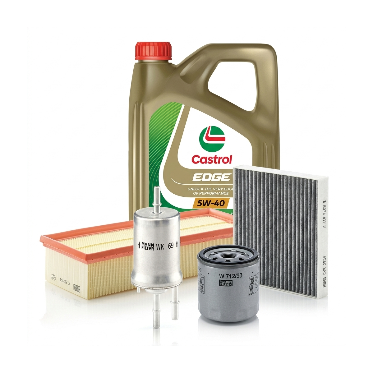 Kit revizie ulei Castrol EDGE 5W-40 + filtre VW Touran 1T3 1.4 TSI EcoFuel 150 CP – MANN