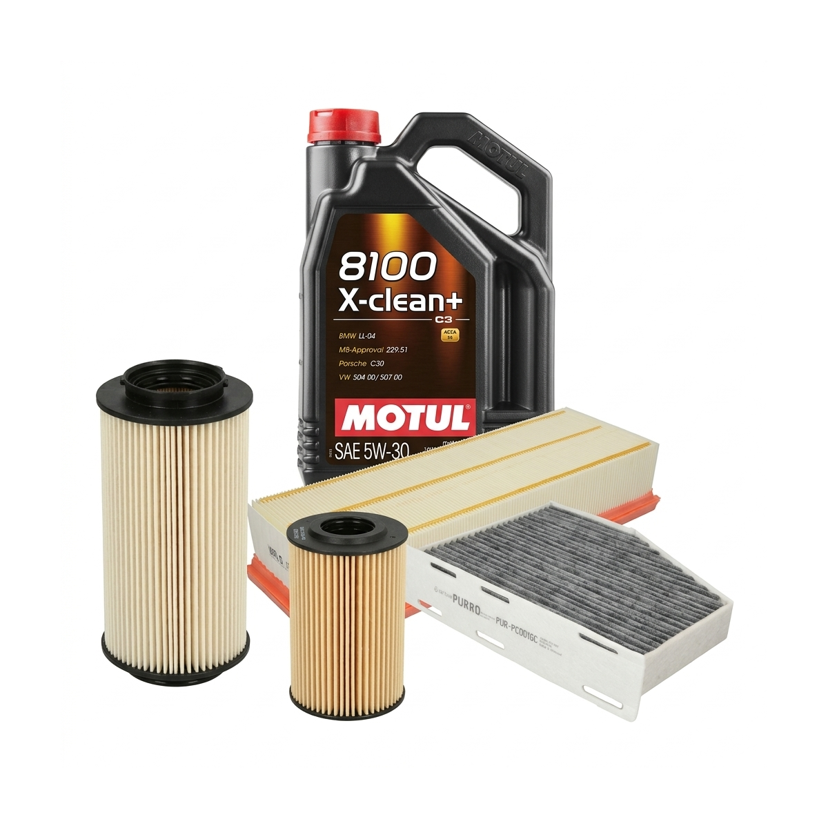 Kit revizie ulei Motul 8100 X-CLEAN+ 5W-30 + filtre VW Touran 1T3 2.0 TDI 140 CP – PURRO