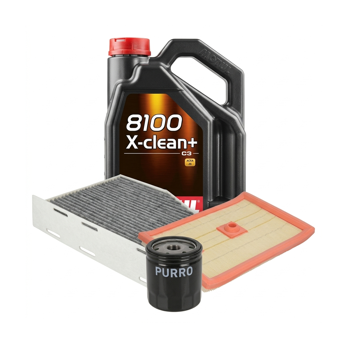Kit revizie ulei Motul 8100 X-CLEAN+ 5W-30 + filtre VW Jetta 4 1.4 TSI Hybrid 170 CP – PURRO
