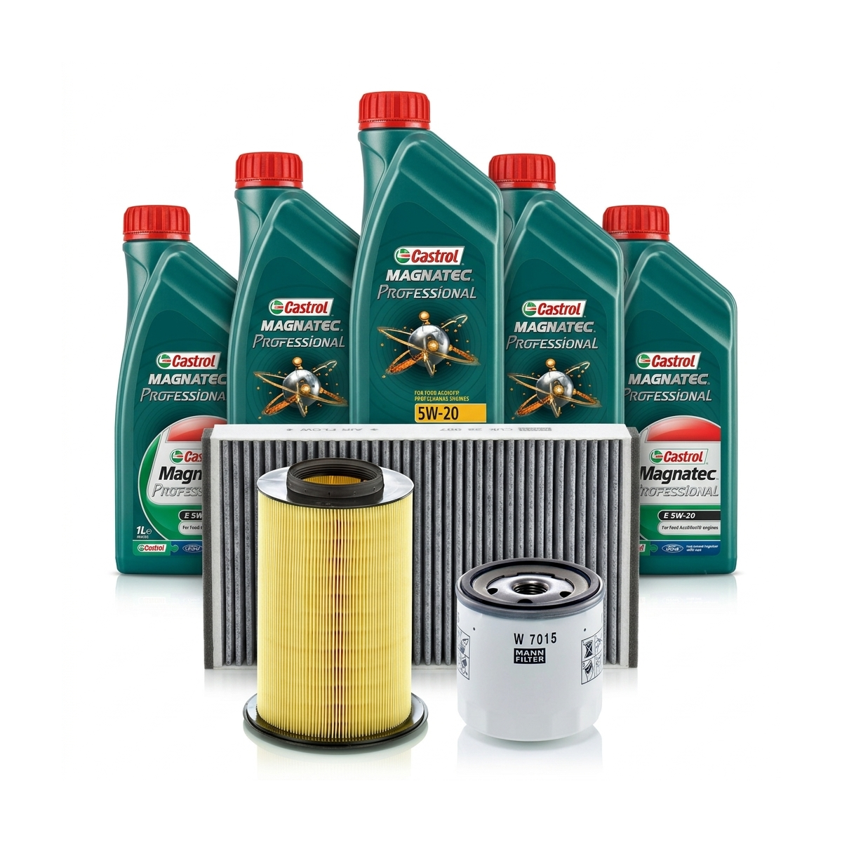 Kit revizie ulei Castrol Magnatec Professional Ford 5W-20 + filtre Ford Focus 3 2.0 162 CP – MANN