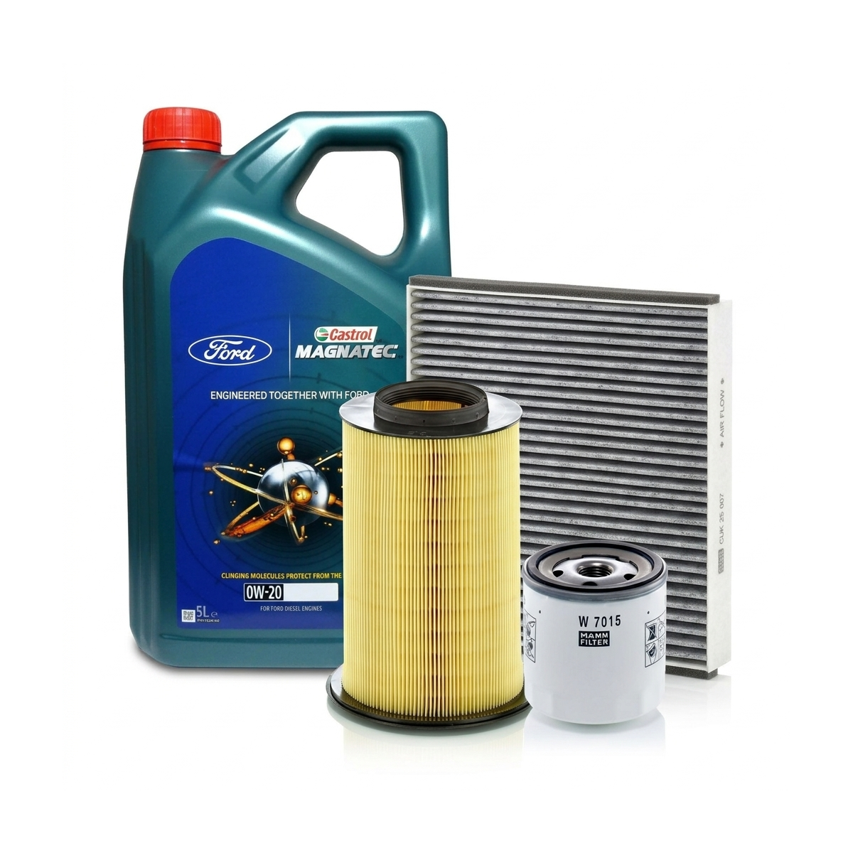 Kit revizie ulei Castrol Ford Magnatec 0W-20 + filtre Ford Focus 3 2.0 162 CP – MANN