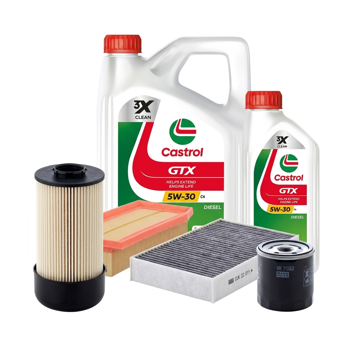 Kit revizie ulei Castrol GTX 5W-30 C4 + filtre Renault Clio 4 1.5 dCi 90 CP – MANN
