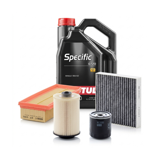 Kit revizie ulei Motul SPECIFIC 0720 5W-30 + filtre Renault Clio 4 1.5 dCi 90 CP – MANN