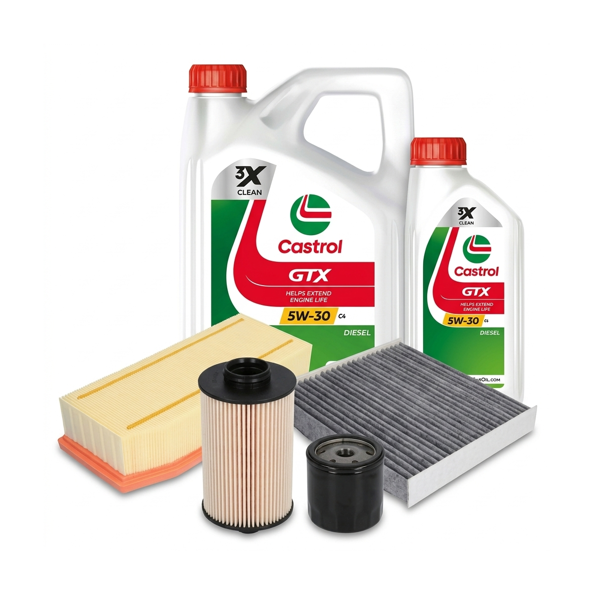 Kit revizie ulei Castrol GTX 5W-30 C4 + filtre Renault Clio 4 1.5 dCi 90 CP – PURRO