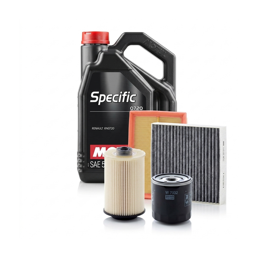 Kit revizie ulei Motul SPECIFIC 0720 5W-30 + filtre Renault Clio 4 1.5 dCi 75 CP – MANN