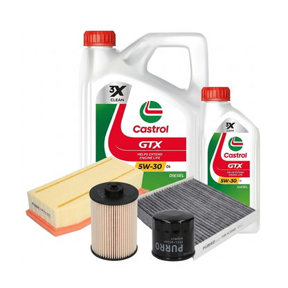 Kit revizie ulei Castrol GTX 5W-30 C4 + filtre Renault Clio 4 1.5 dCi 75 CP – PURRO