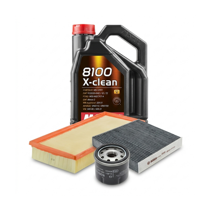 Kit revizie ulei Motul 8100 X-CLEAN 5W-40 + filtre Renault Clio 4 1.2 16V 73 CP – Bosch