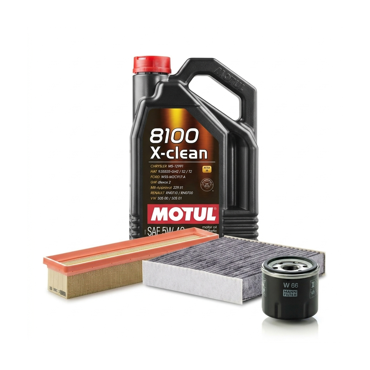 Kit revizie ulei Motul 8100 X-CLEAN 5W-40 + filtre Renault Clio 4 1.2 16V 73 CP – MANN