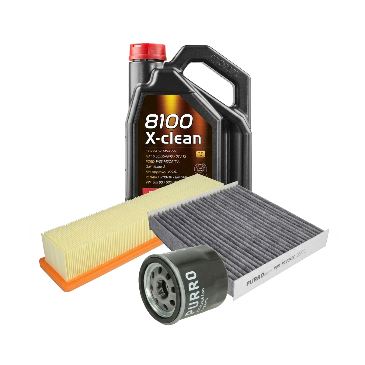Kit revizie ulei Motul 8100 X-CLEAN 5W-40 + filtre Renault Clio 4 1.2 16V 73 CP – PURRO