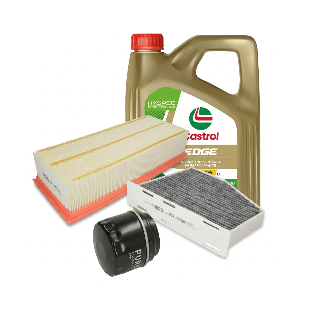 Kit revizie ulei Castrol EDGE 5W-30 LL + filtre VW Passat B7 1.4 TSI 160 CP – PURRO