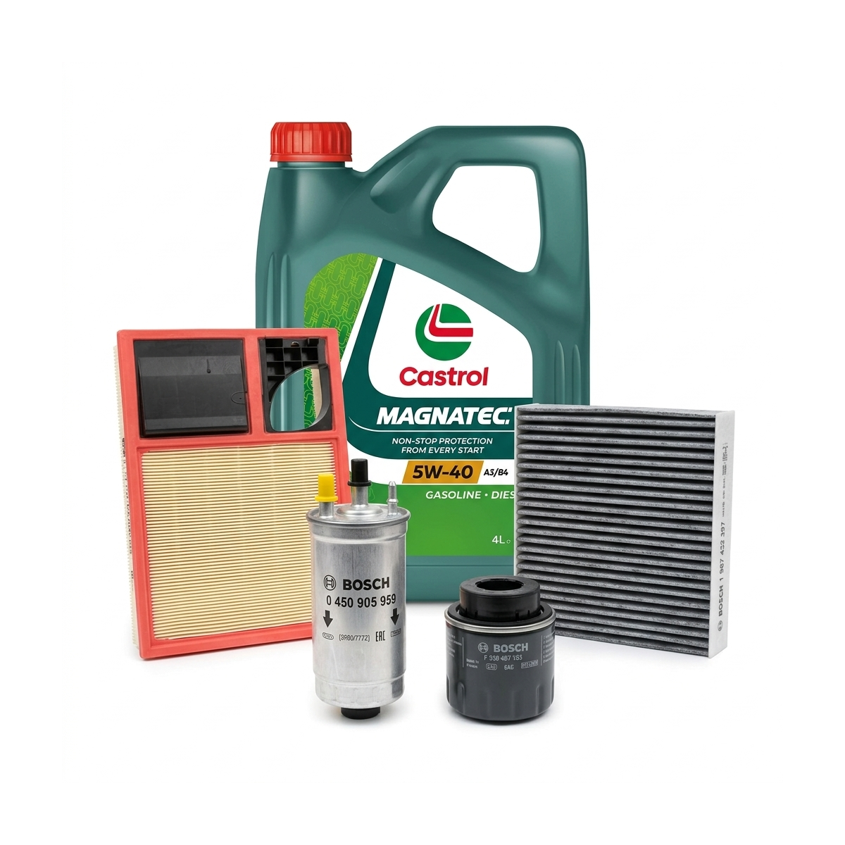 Kit revizie ulei Castrol MAGNATEC 5W-40 A3/B4 + filtre VW Jetta 4 1.6 105 CP – Bosch
