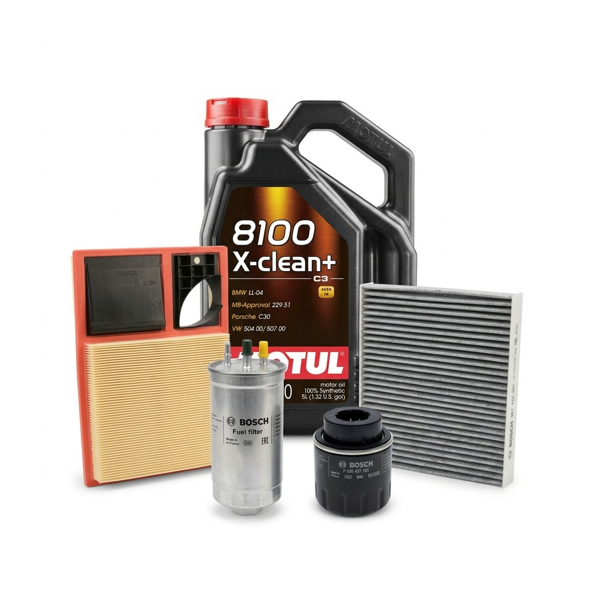 Kit revizie ulei Motul 8100 X-CLEAN+ 5W-30 + filtre VW Jetta 4 1.6 105 CP – Bosch