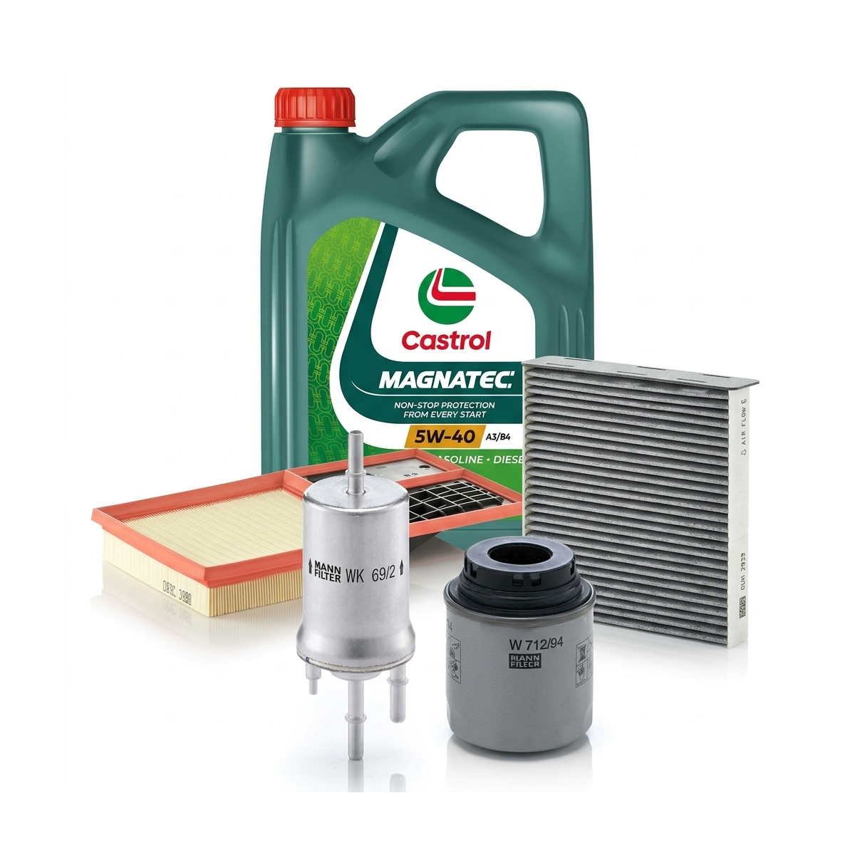 Kit revizie ulei Castrol MAGNATEC 5W-40 A3/B4 + filtre VW Jetta 4 1.6 105 CP – MANN