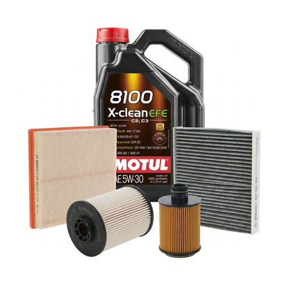 Kit revizie ulei Motul 8100 X-CLEAN EFE 5W-30 + filtre Opel Astra J 2.0 BiTurbo CDTI 194 CP – Bosch