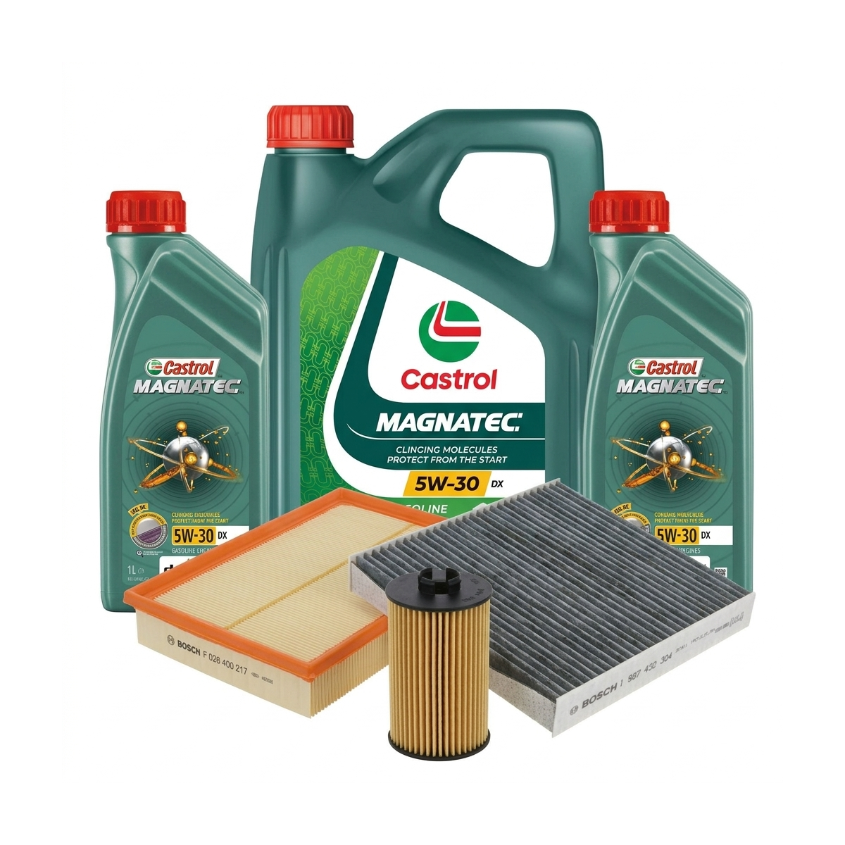 Kit revizie ulei Castrol MAGNATEC 5W-30 DX + filtre Opel Astra J 1.6 SIDI 170 CP – Bosch