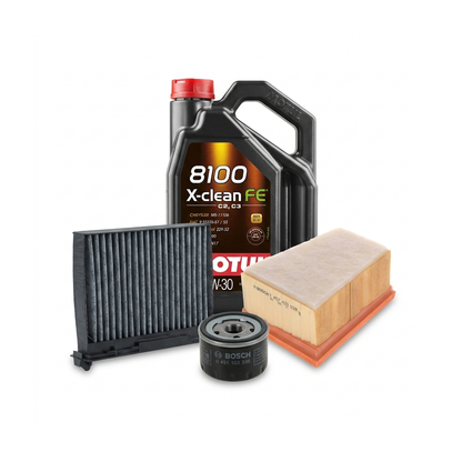 Kit revizie ulei Motul 8100 X-CLEAN FE 5W-30 + filtre Dacia Duster HS 1.6 16V Hi-Flex 105 CP – Bosch
