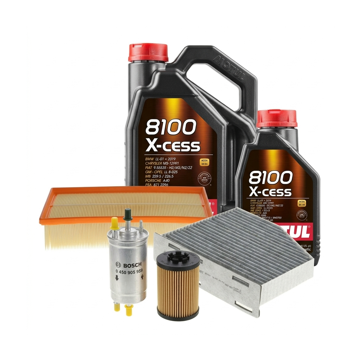 Kit revizie ulei Motul 8100 X-CESS 5W-40 + filtre VW Jetta 4 2.0 TSI 211 CP – Bosch