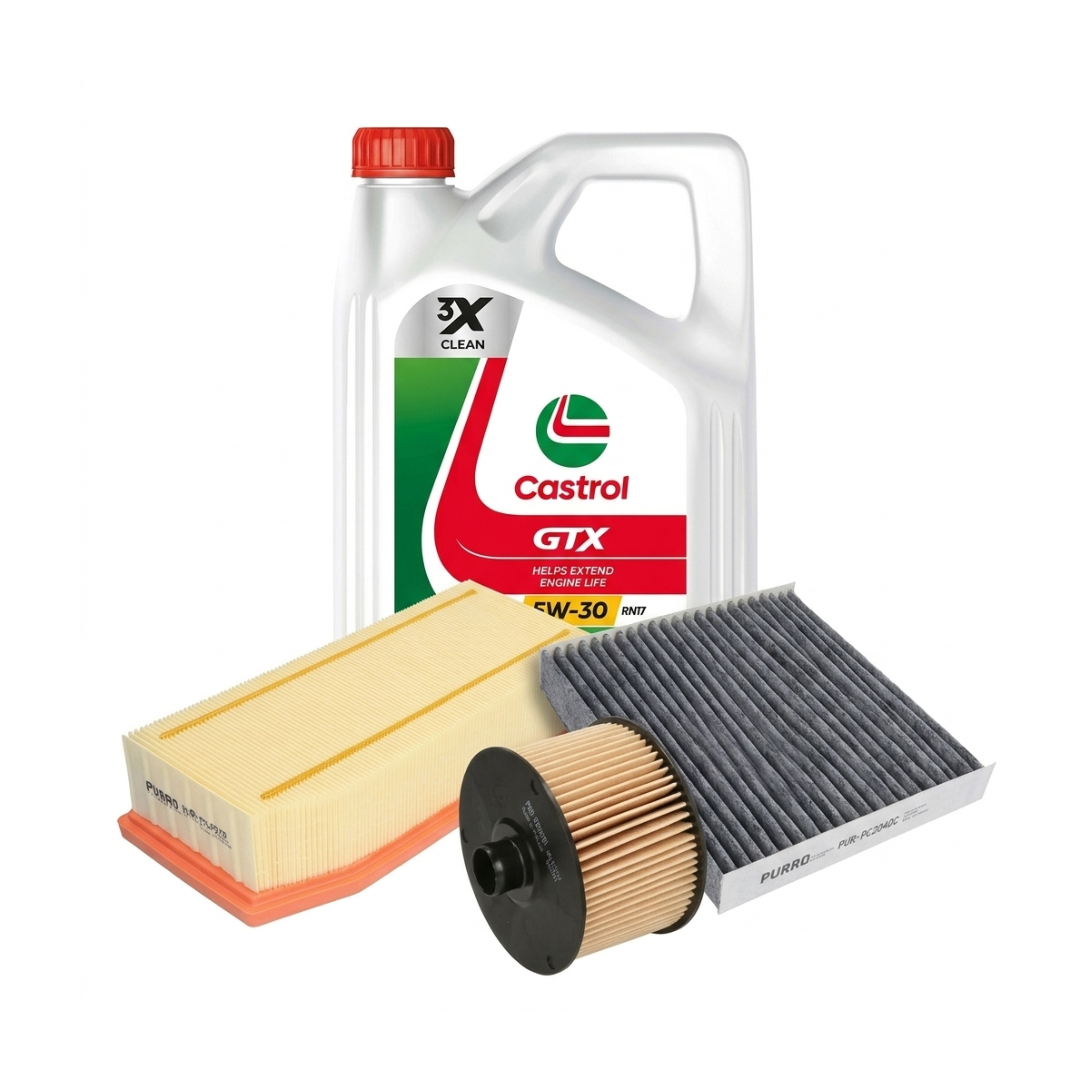Kit revizie ulei Castrol GTX 5W-30 RN17 + filtre Dacia Sandero 2 TCe 90 CP , motor H4B – PURRO
