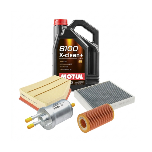 Kit revizie ulei Motul 8100 X-CLEAN+ 5W-30 + filtre VW Polo 5 2.0 R WRC 220 CP – Bosch