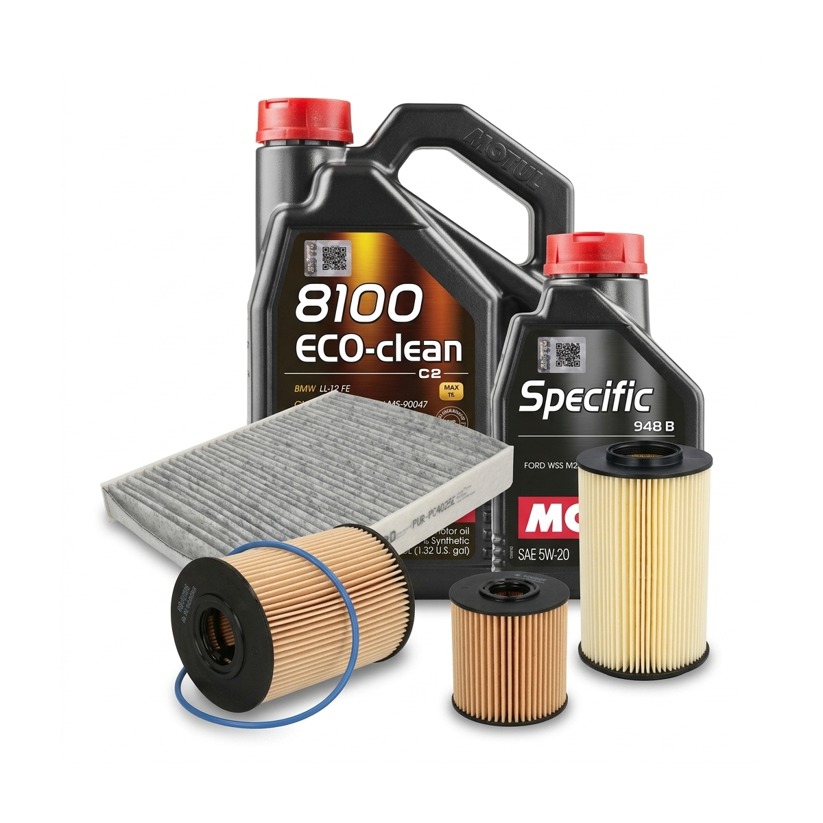 Kit revizie ulei Motul 8100 ECO-CLEAN 0W-30 + filtre Ford Kuga 2 2.0 TDCi 4x4 163 CP – PURRO