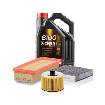 Kit revizie ulei Motul 8100 X-CLEAN FE 5W-30 + filtre Dacia Logan 2 TCe 90 CP , motor H4B – MANN