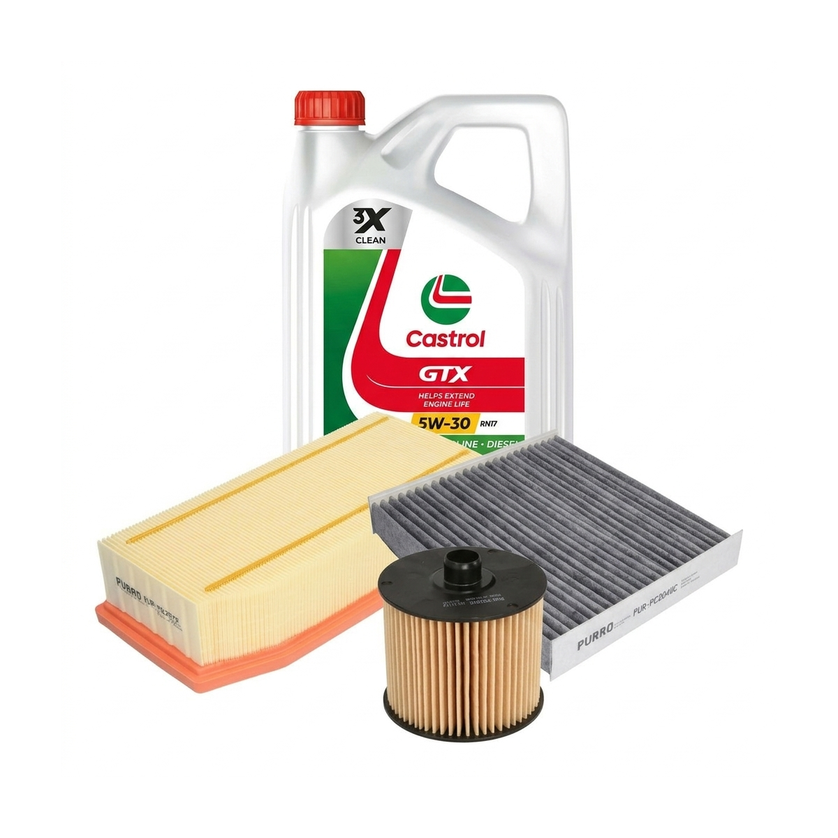Kit revizie ulei Castrol GTX 5W-30 RN17 + filtre Dacia Logan 2 TCe 90 CP , motor H4B – PURRO