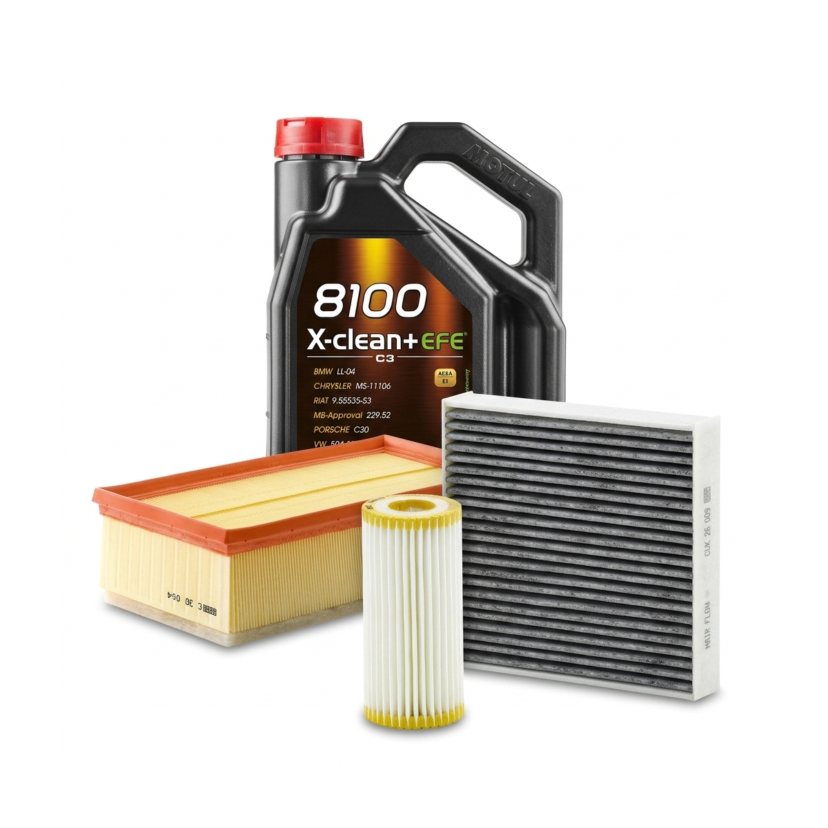 Kit revizie ulei Motul 8100 X-CLEAN+ EFE 0W-30 + filtre Skoda Octavia 3 1.8 TSI 180 CP – MANN