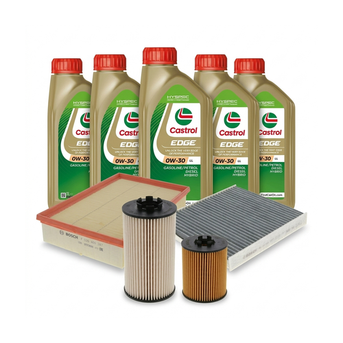 Kit revizie ulei Castrol EDGE 0W-30 LL + filtre Skoda Octavia 3 2.0 TDI 143 CP – Bosch