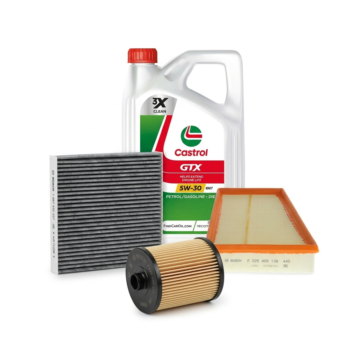 Kit revizie ulei Castrol GTX 5W-30 RN17 + filtre Renault Megane 3 1.2 TCe 132 CP – Bosch