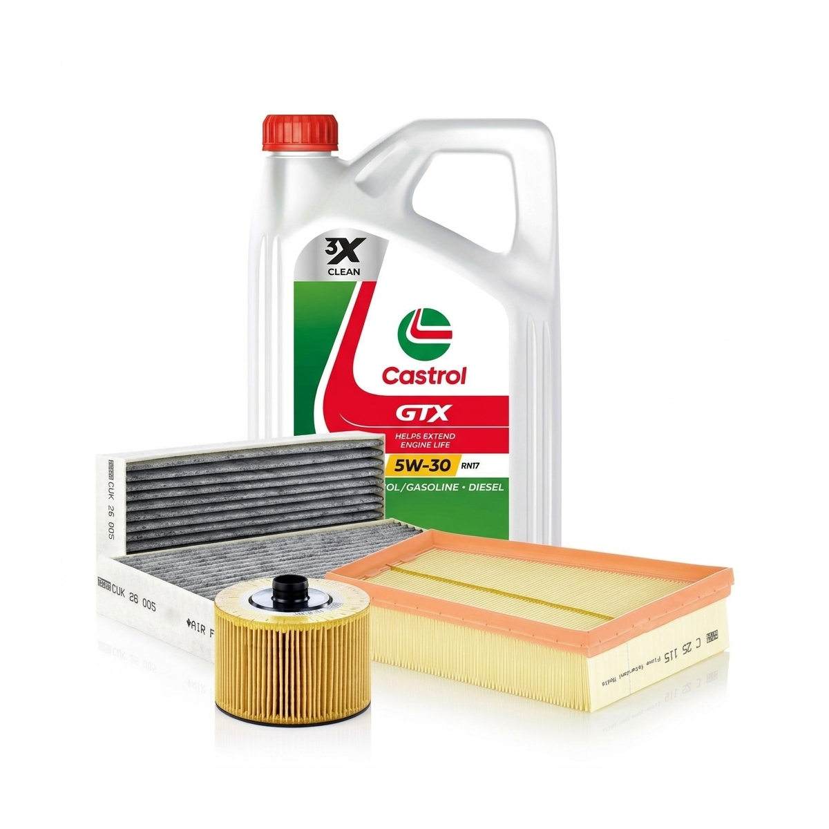 Kit revizie ulei Castrol GTX 5W-30 RN17 + filtre Renault Megane 3 1.2 TCe 132 CP – MANN