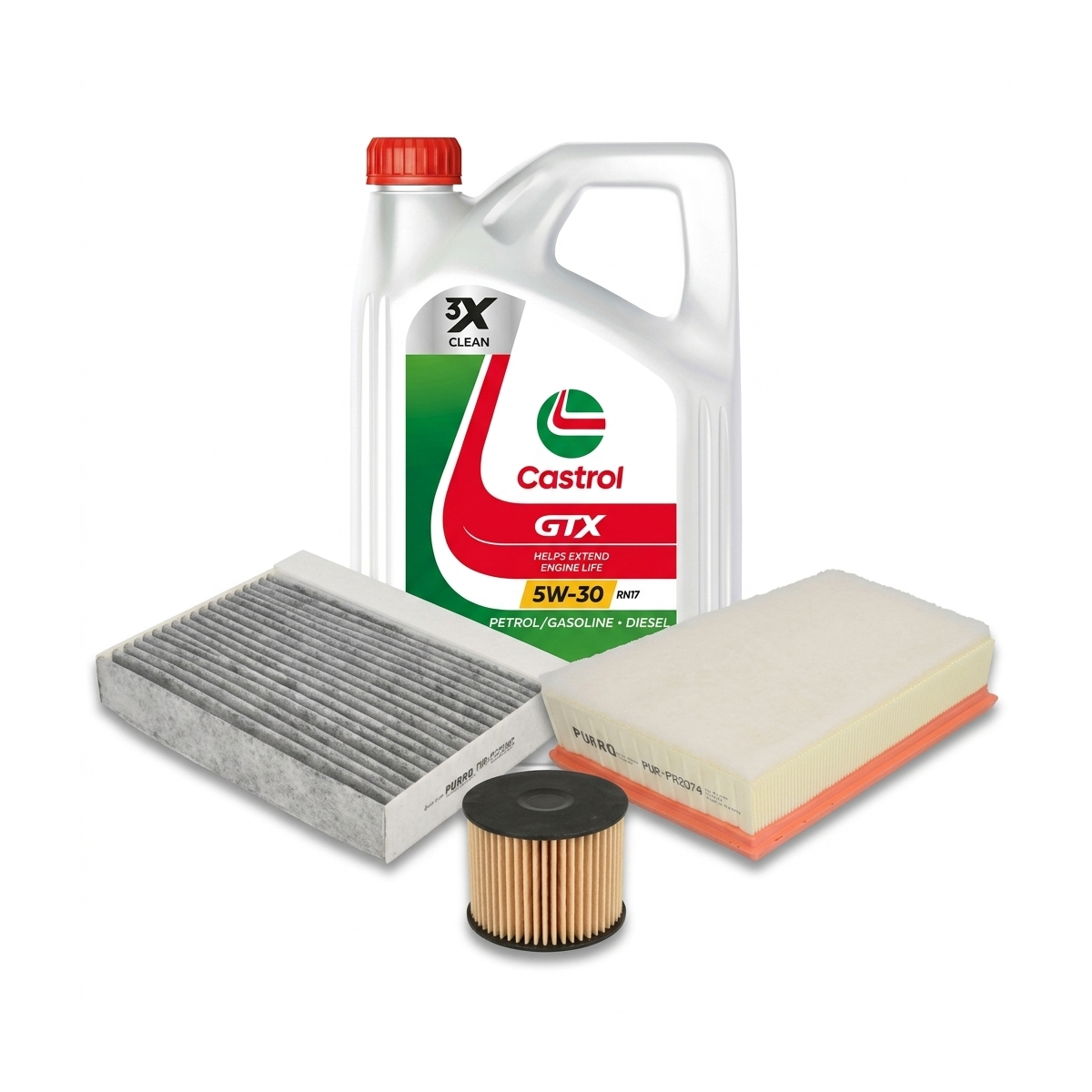 Kit revizie ulei Castrol GTX 5W-30 RN17 + filtre Renault Megane 3 1.2 TCe 132 CP – PURRO