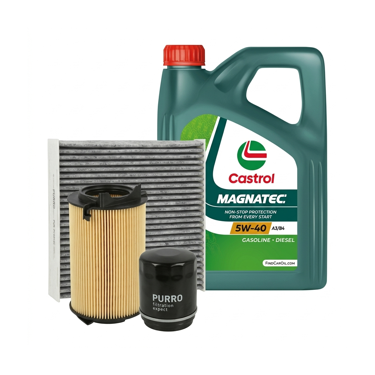 Kit revizie ulei Castrol MAGNATEC 5W-40 A3/B4 + filtre VW Jetta 4 1.2 TSI 105 CP – PURRO