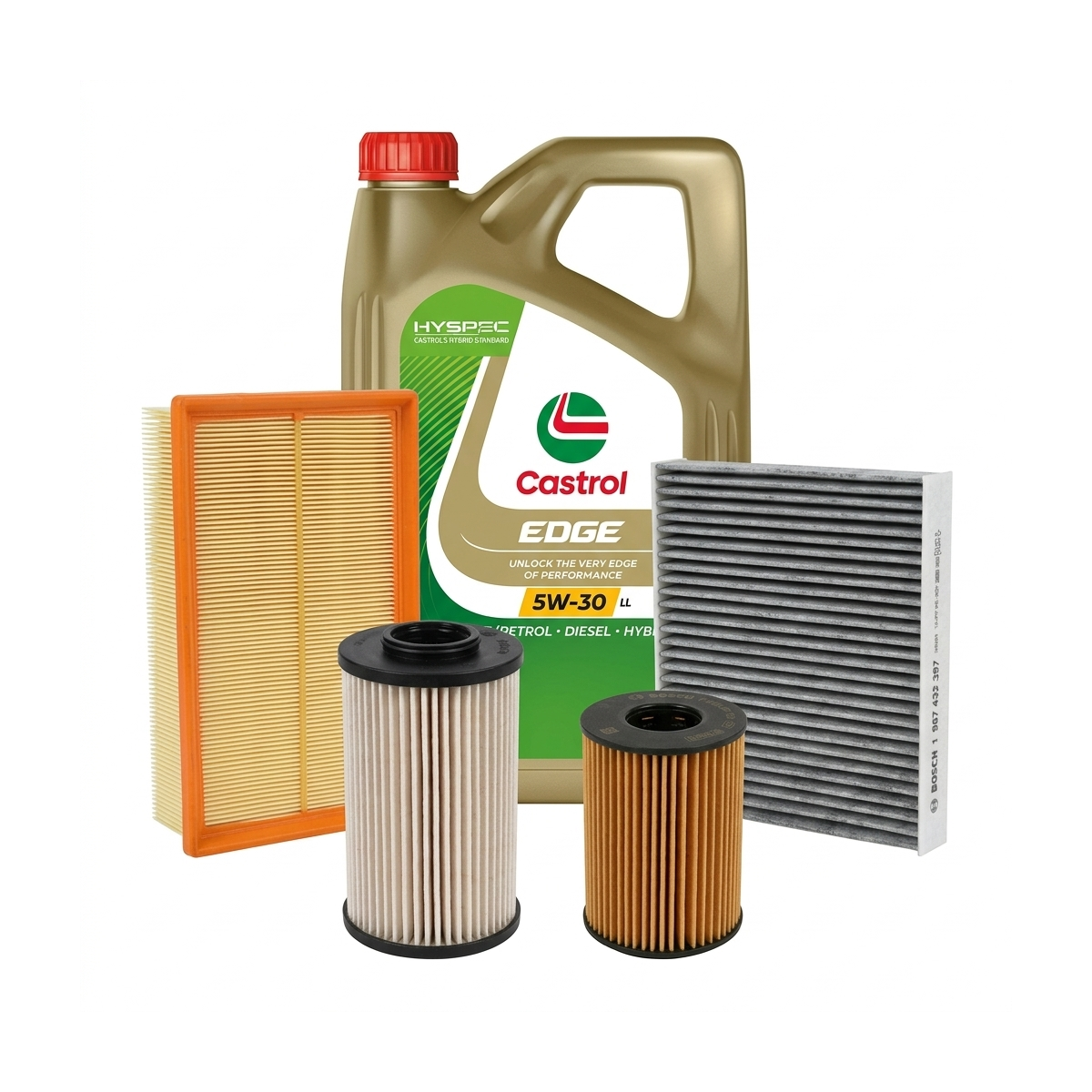 Kit revizie ulei Castrol EDGE 5W-30 LL + filtre VW Jetta 4 1.6 TDI 105 CP – Bosch