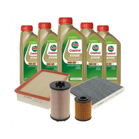 Kit revizie ulei Castrol EDGE 0W-30 LL + filtre Skoda Octavia 3 2.0 TDI RS, 184 CP – Bosch