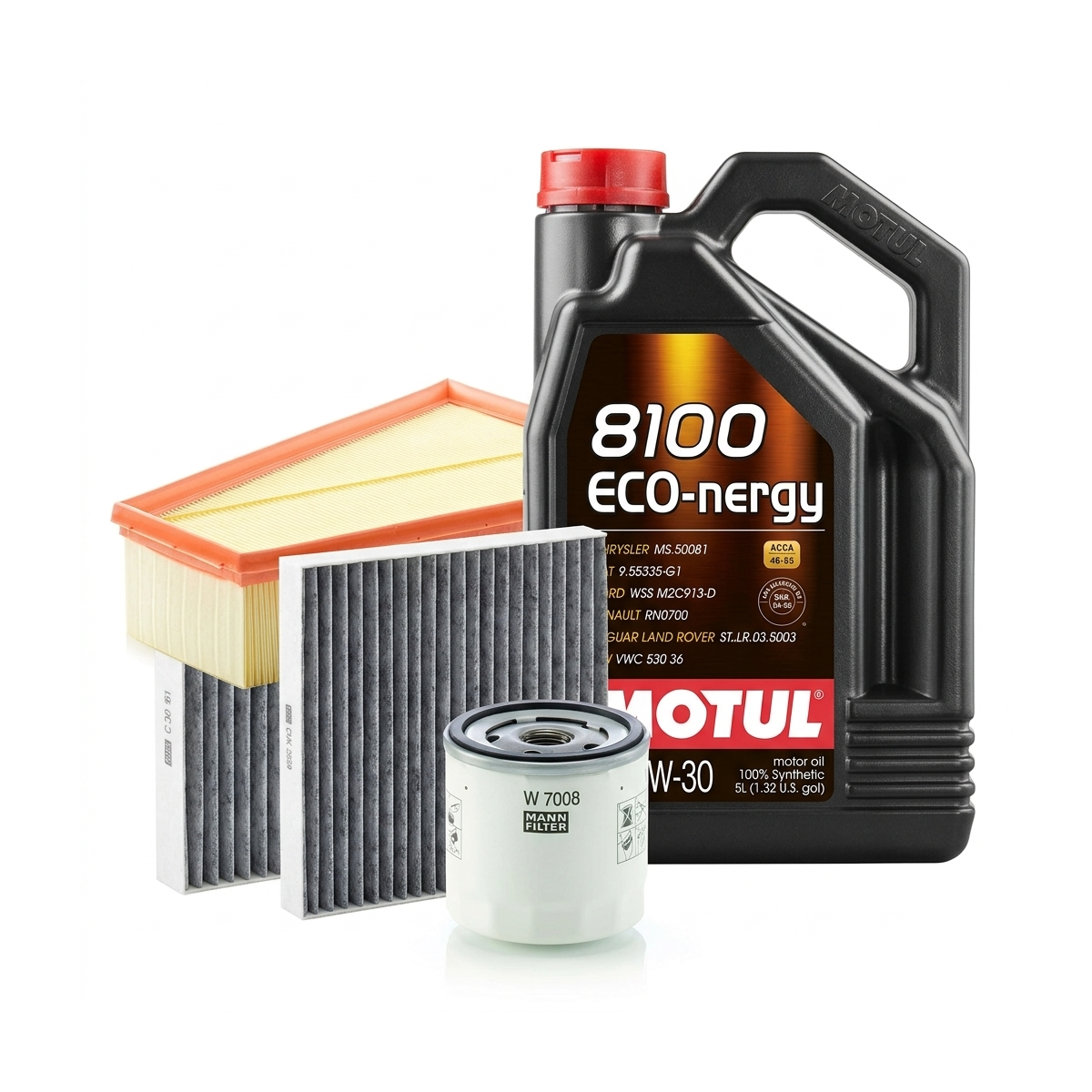 Kit revizie ulei Motul 8100 ECO-NERGY 5W-30 + filtre Ford Mondeo 4 1.6 Ti 120 CP – MANN