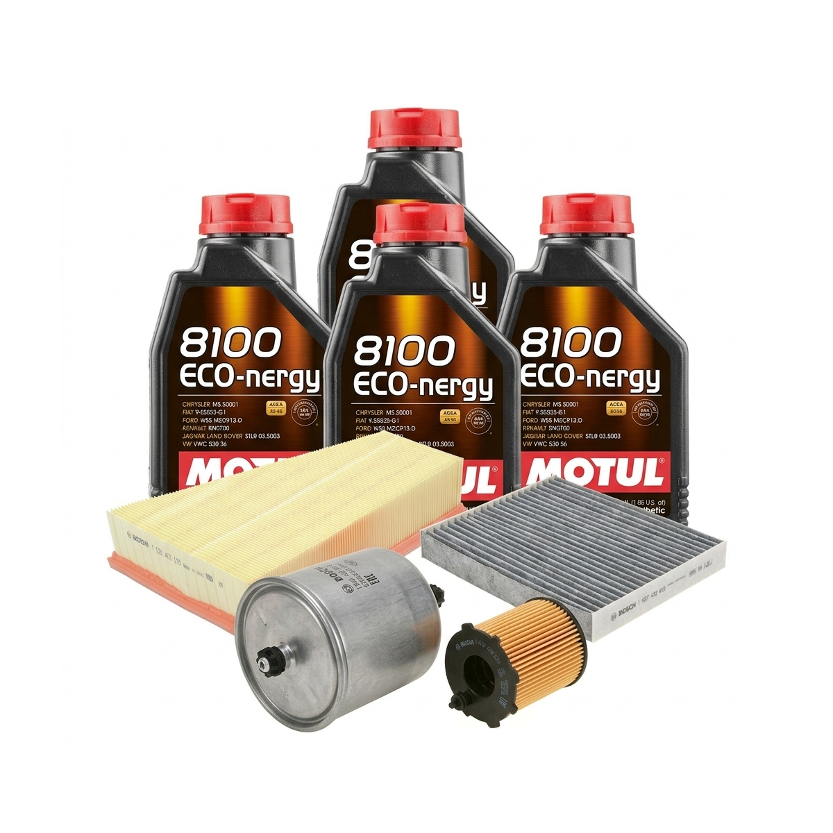 Kit revizie ulei Motul 8100 ECO-NERGY 5W-30 + filtre Ford Mondeo 4 1.6 TDCi 115 CP – Bosch