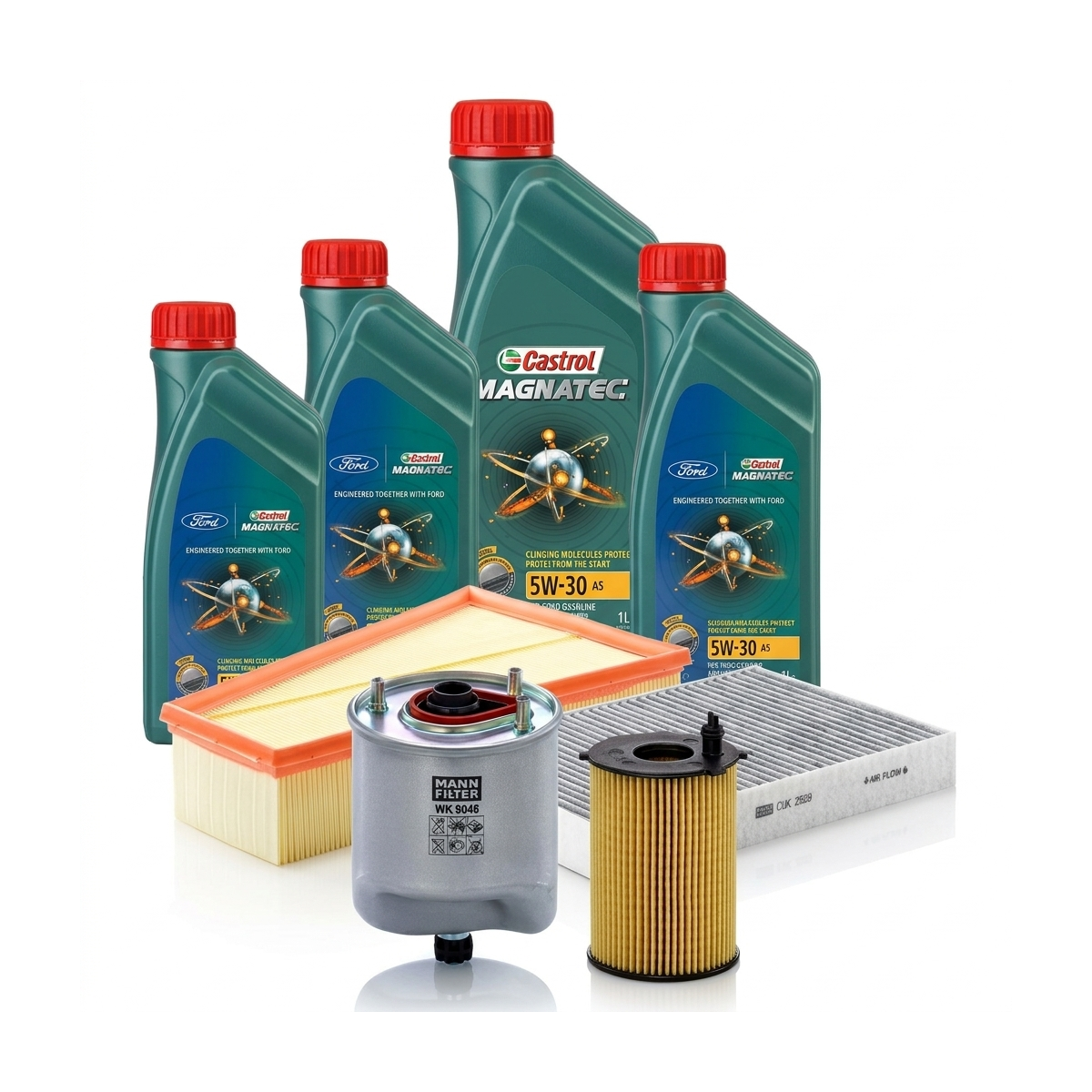 Kit revizie ulei Castrol Ford Magnatec A5 5W-30 + filtre Ford Mondeo 4 1.6 TDCi 115 CP – MANN