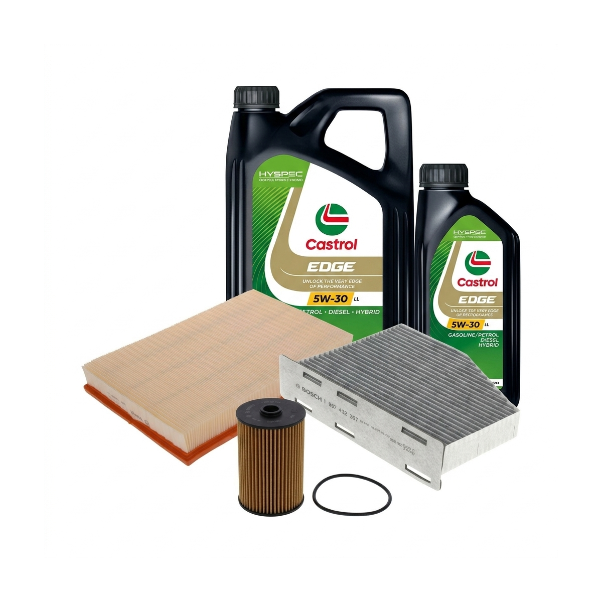 Kit revizie ulei Castrol EDGE 5W-30 LL + filtre VW Passat B7 3.6 FSI 4motion 300 CP – Bosch
